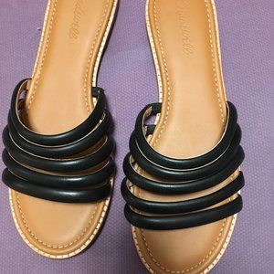 Madewell sandals, black straps, brown soles, size 11